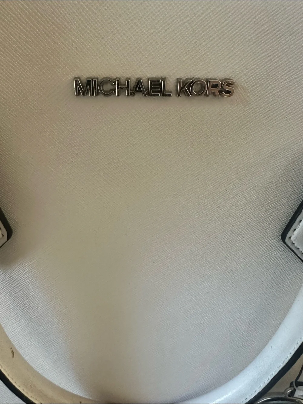 Michael Kors White Leather Satchel with Logo Charm - Picture 8 of 9